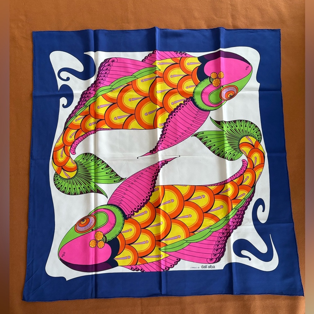 Dall’ Alba vintage Italian silk scarf, EUC